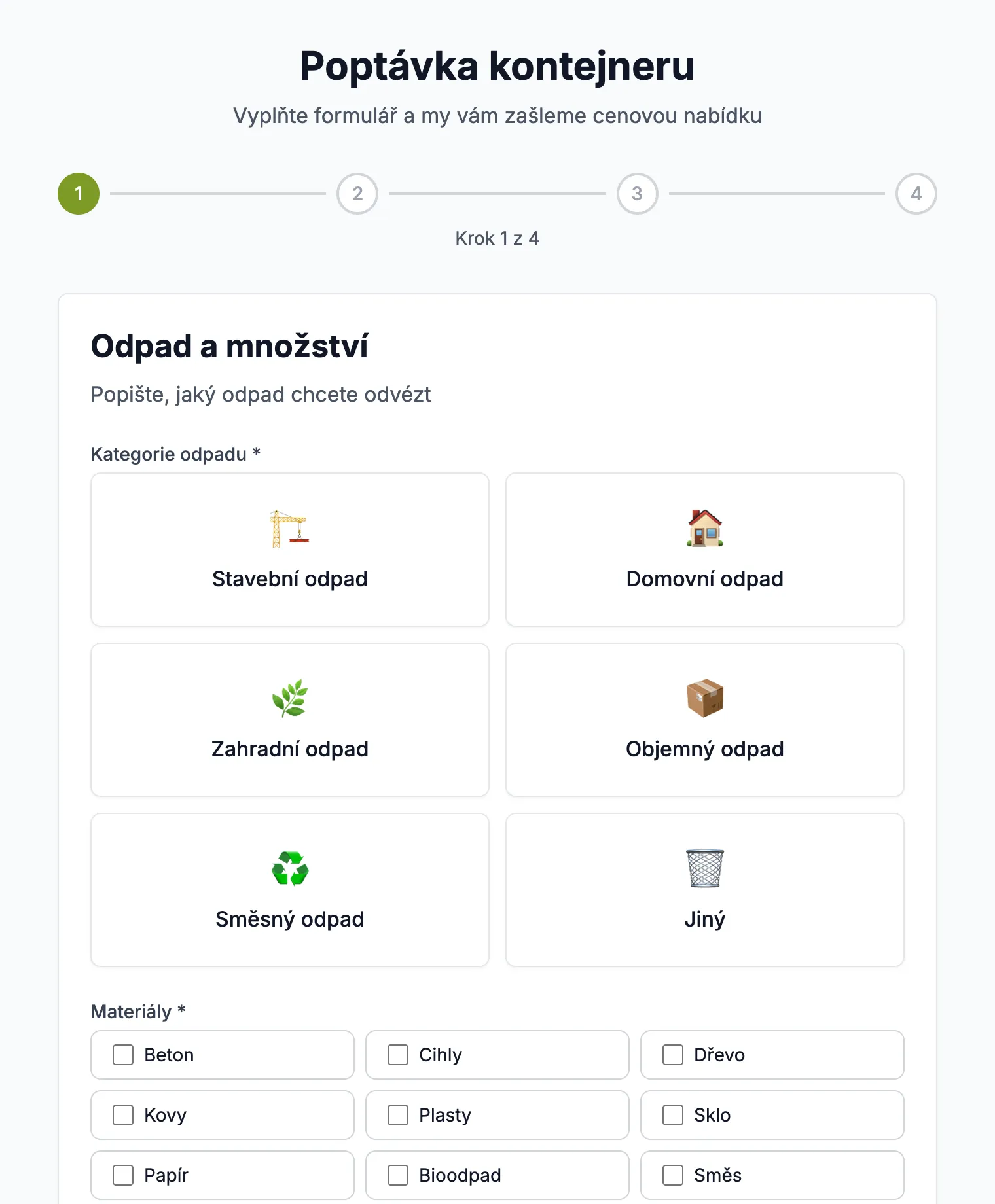 Poptávkový a nabídkový systém pro odvoz odpadu